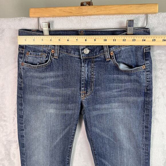 7 For All Mankind Jeans Women's 28 Straight Fit Mid Rise Blue Denim Casual Boho - Picture 4 of 12
